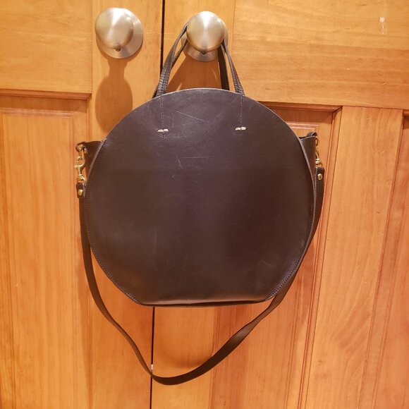 Clare V Alistair Large Circle Genuine Leather Black Crossbody Bag Quiet Luxury - Picture 1 of 7